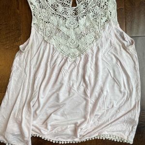 Summer top with crochet neckline